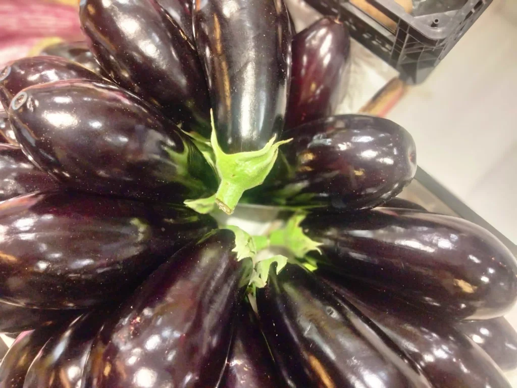 albergínies de temporada al mercat del guinardo